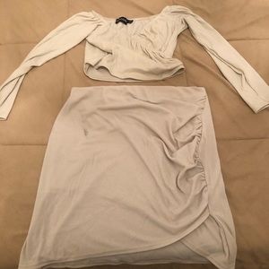 Cream skirt and long sleeve set